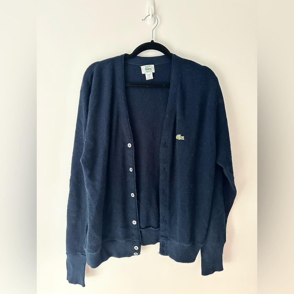 Izod LaCoste Vintage Cardigan Sweater Grandpa Style Size Medium - Picture 12 of 14